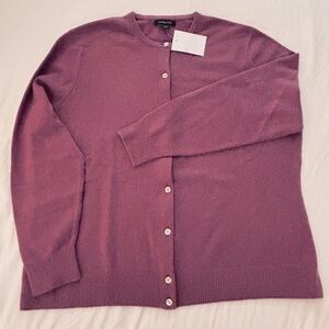 Lands End new xl 100%cashmere button up cardigan in plum